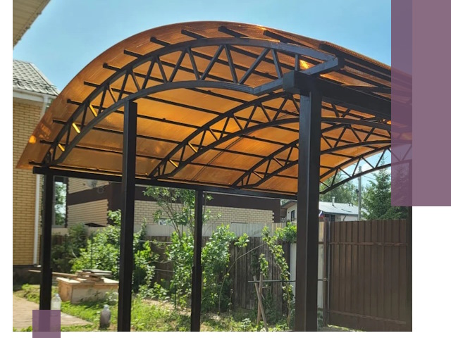 Изготовление навесов под ключ в Южноуральске из качественных материалов