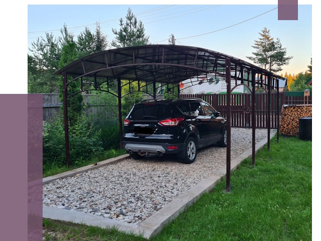 Навесы для автомобиля в Южноуральске от 14053 руб.  | ПРОЛЁТ-Жрк