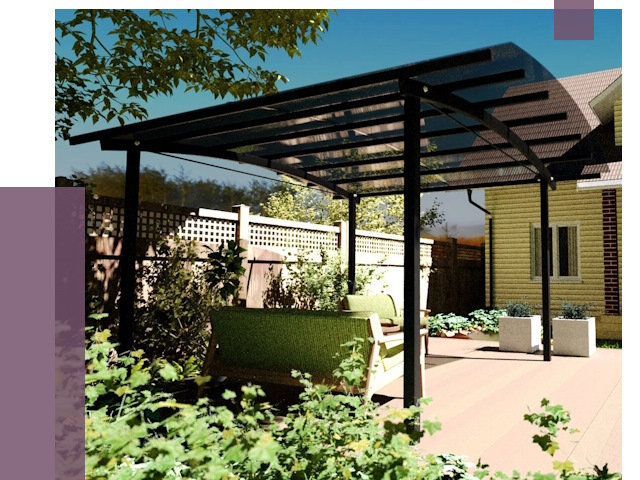 Навесы для террасы в Южноуральске от 13943 руб. под ключ | ПРОЛЁТ-Жрк