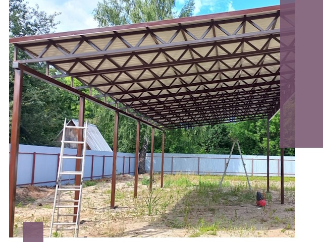 Односкатные навесы под ключ в Южноуральске — изготовление и монтаж